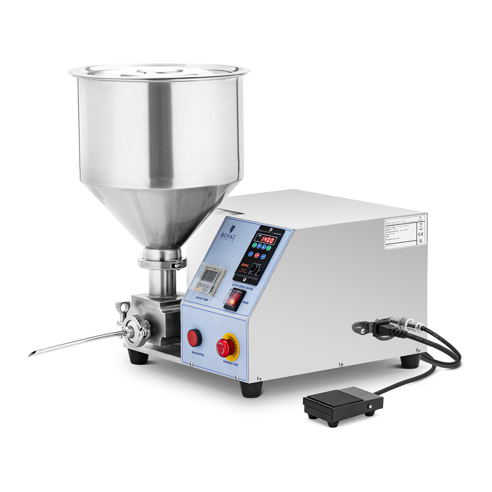 Remplisseuse pneumatique - 12 L - portionnable en continu - Royal Catering