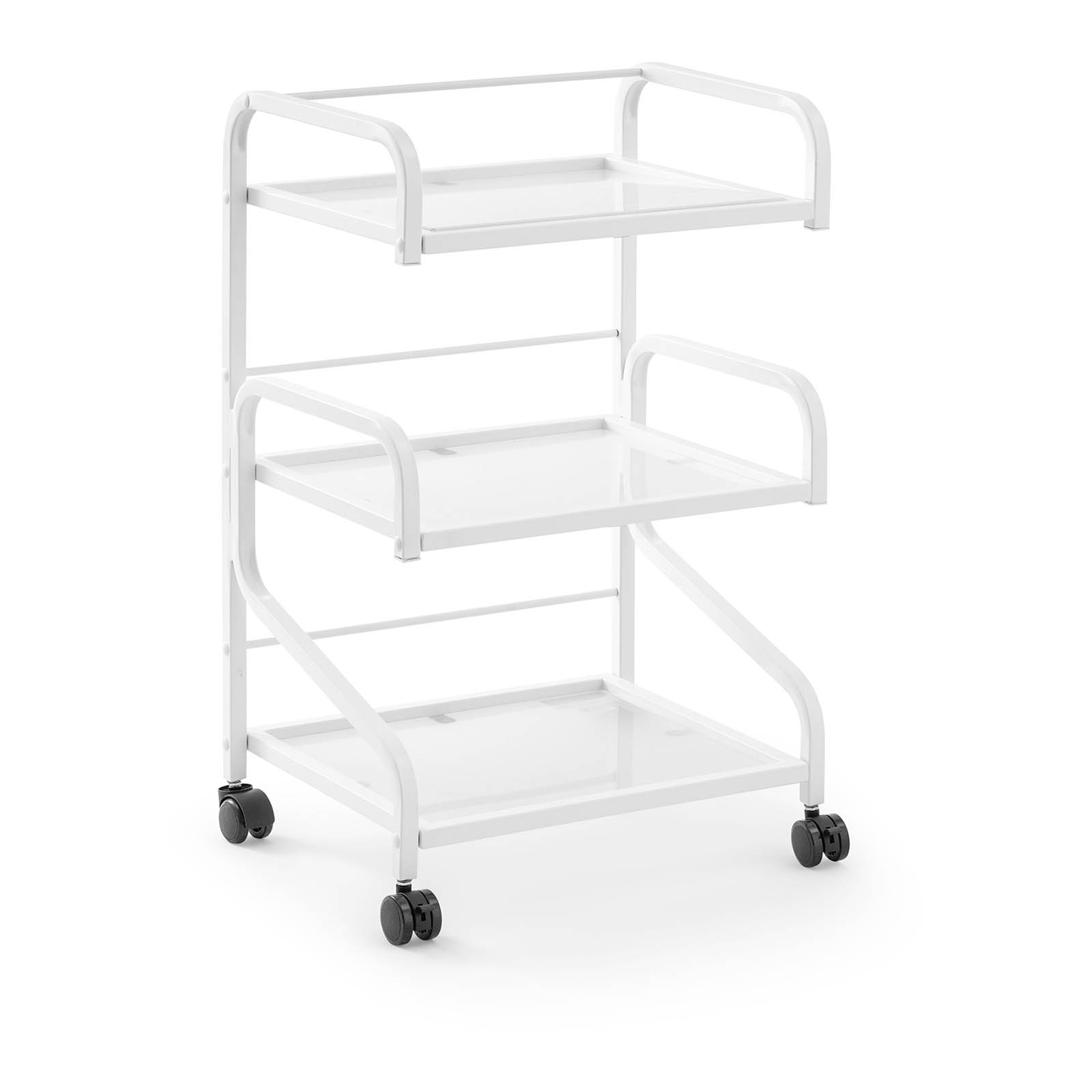 Chariot esthétique - 3 Tablettes en verre - 40 x 50 x 83 cm - Blanc