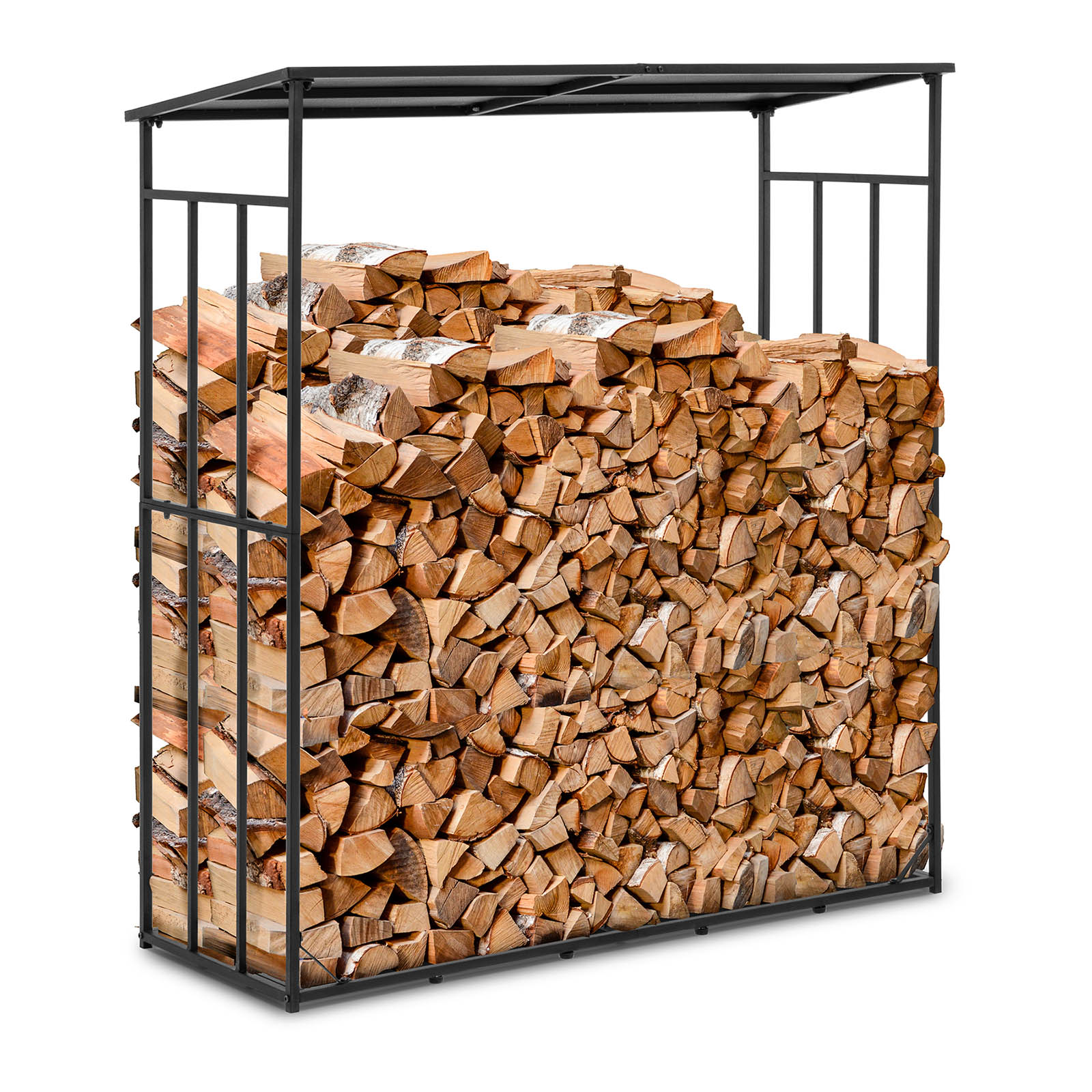 Abri pour bois de chauffage - avec toit - 300 kg - 161 x 65 x 177 cm - Acier - noir